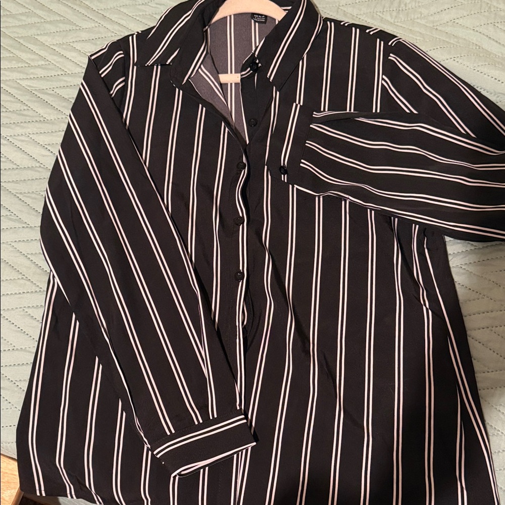 SHEIN Black and White Striped Blouse